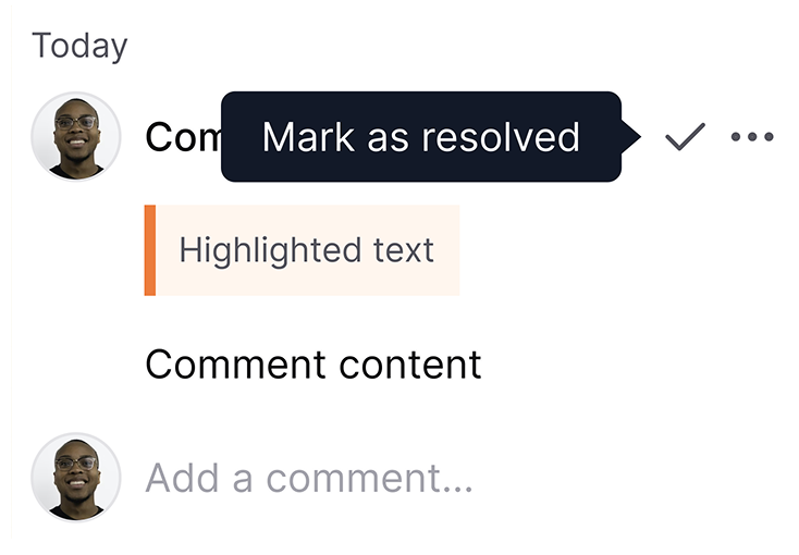 AllyMatter's inline commenting interface showing contextual feedback with highlighted text segments, comment content, and timestamps from multiple reviewers, allowing targeted document feedback.