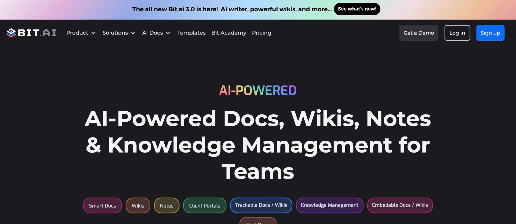 Bit.ai workspace showing document analytics and engagement tracking features