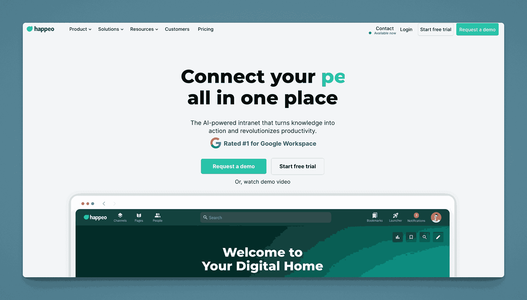 Happeo AI-powered intranet platform for connecting people and knowledge management rated #1 for Google Workspace