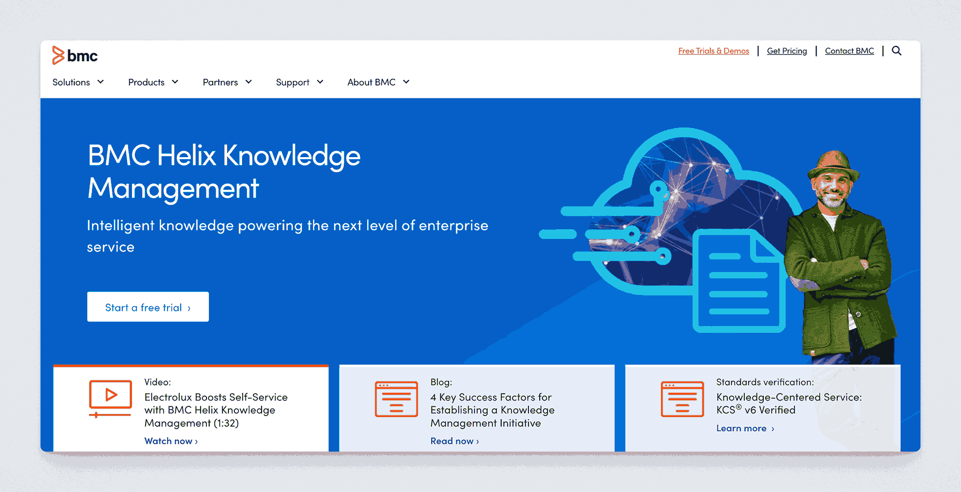 BMC Helix Knowledge Management platform for intelligent enterprise service with knowledge-centered support and verification standards