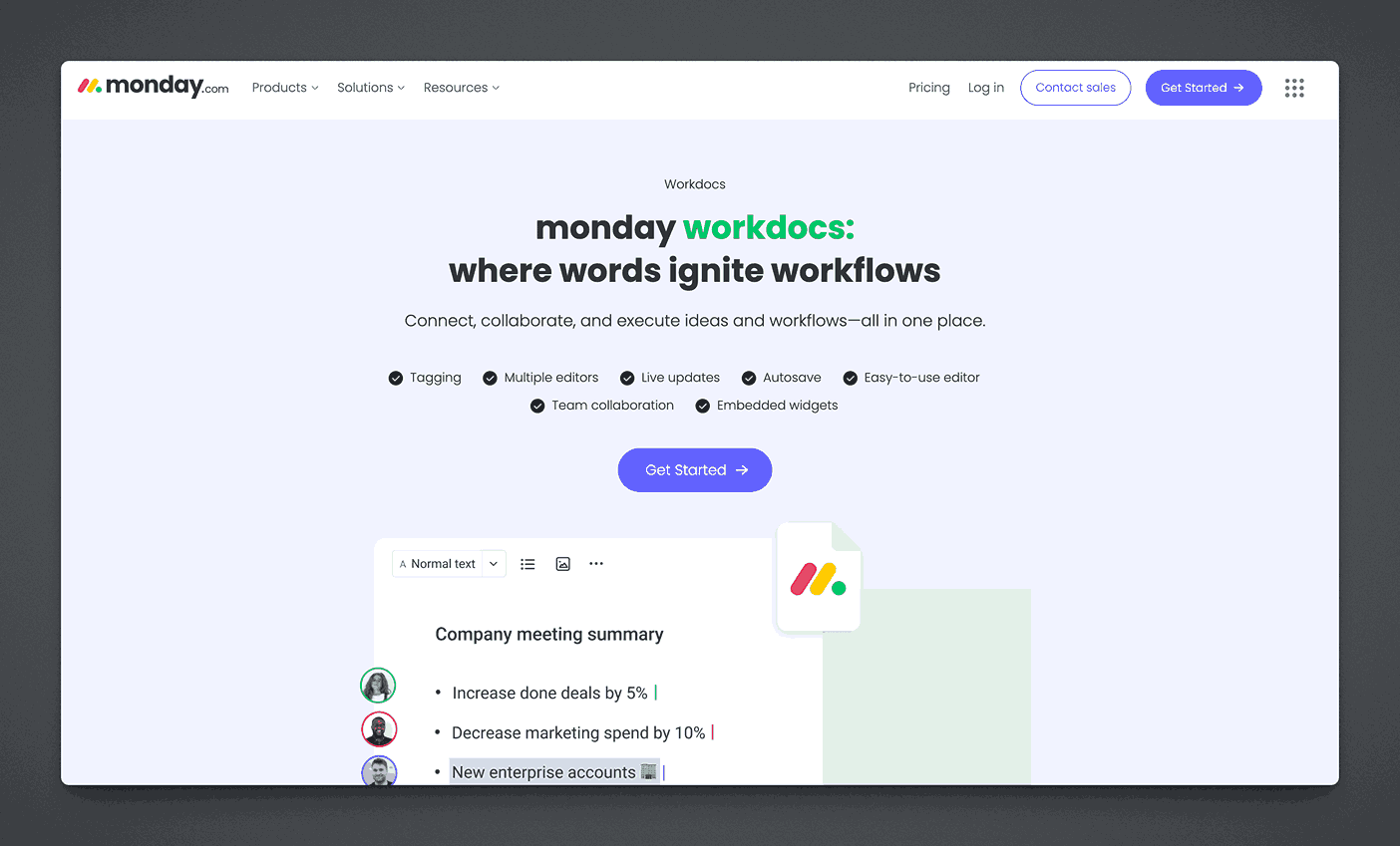 Monday Workdocs collaborative workspace platform where words ignite workflows with real-time collaboration and embedded documentation features