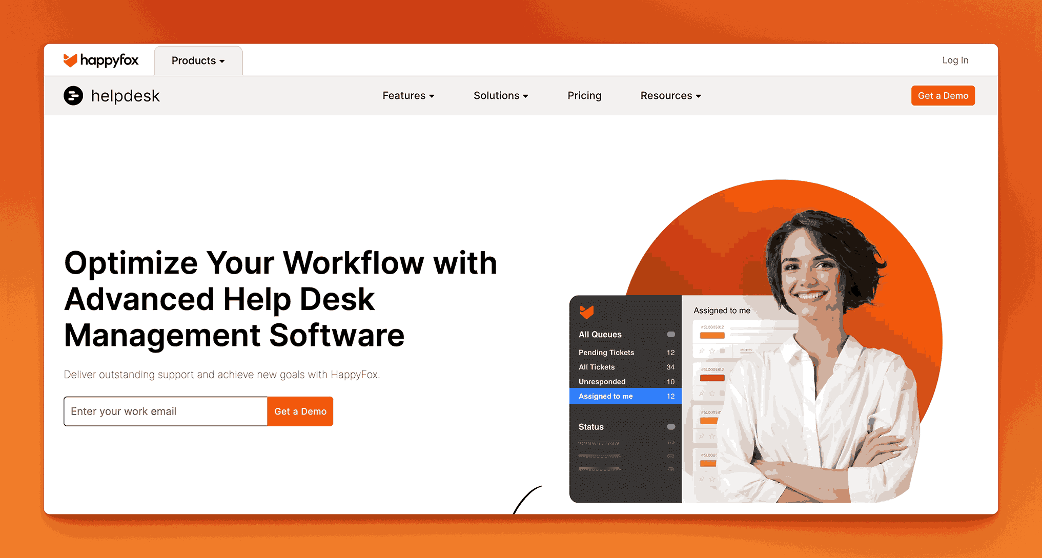 HappyFox helpdesk management software for optimizing workflow with advanced help desk features and ticket queue management interface