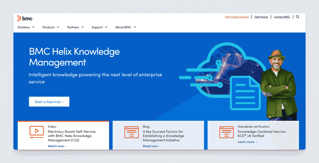 BMC Helix Knowledge Management platform for intelligent enterprise service with knowledge-centered support and verification standards