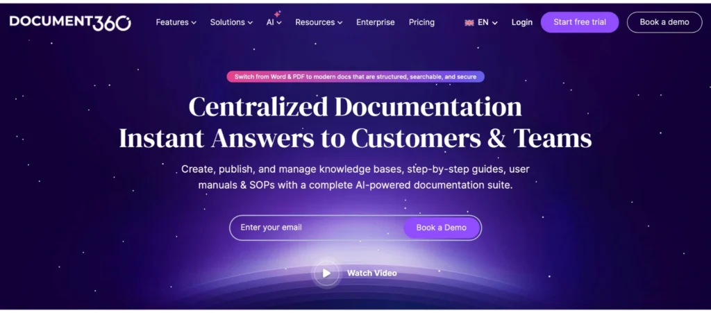 Document360 centralized documentation platform for technical writing and knowledge management