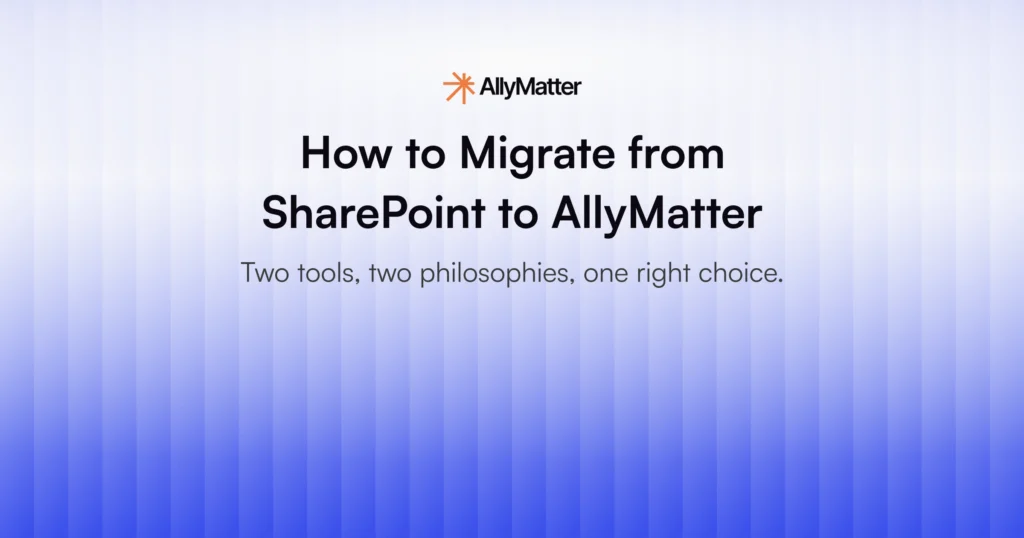 AllyMatter blog banner for the SharePoint to AllyMatter migration guide