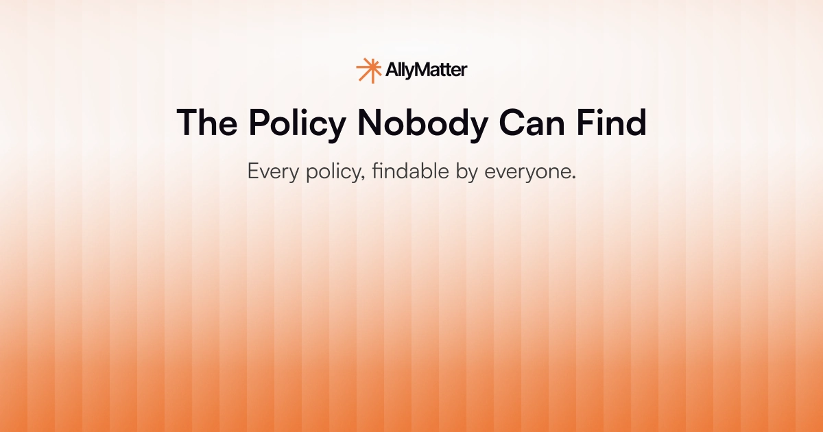 AllyMatter blog banner with the title "The Policy Nobody Can Find" and the tagline "Every policy, findable by everyone."