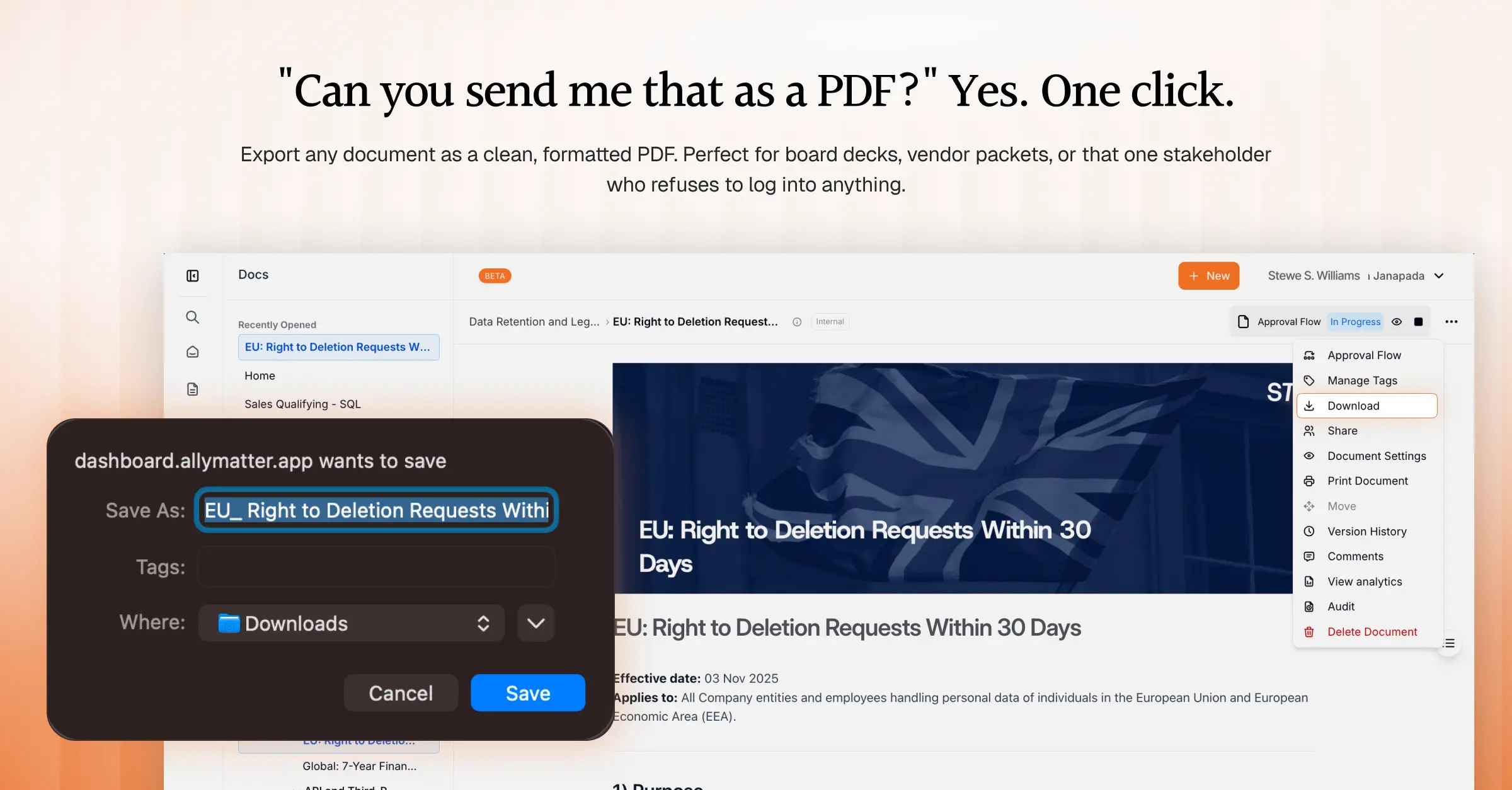 PDF Export of Any Document