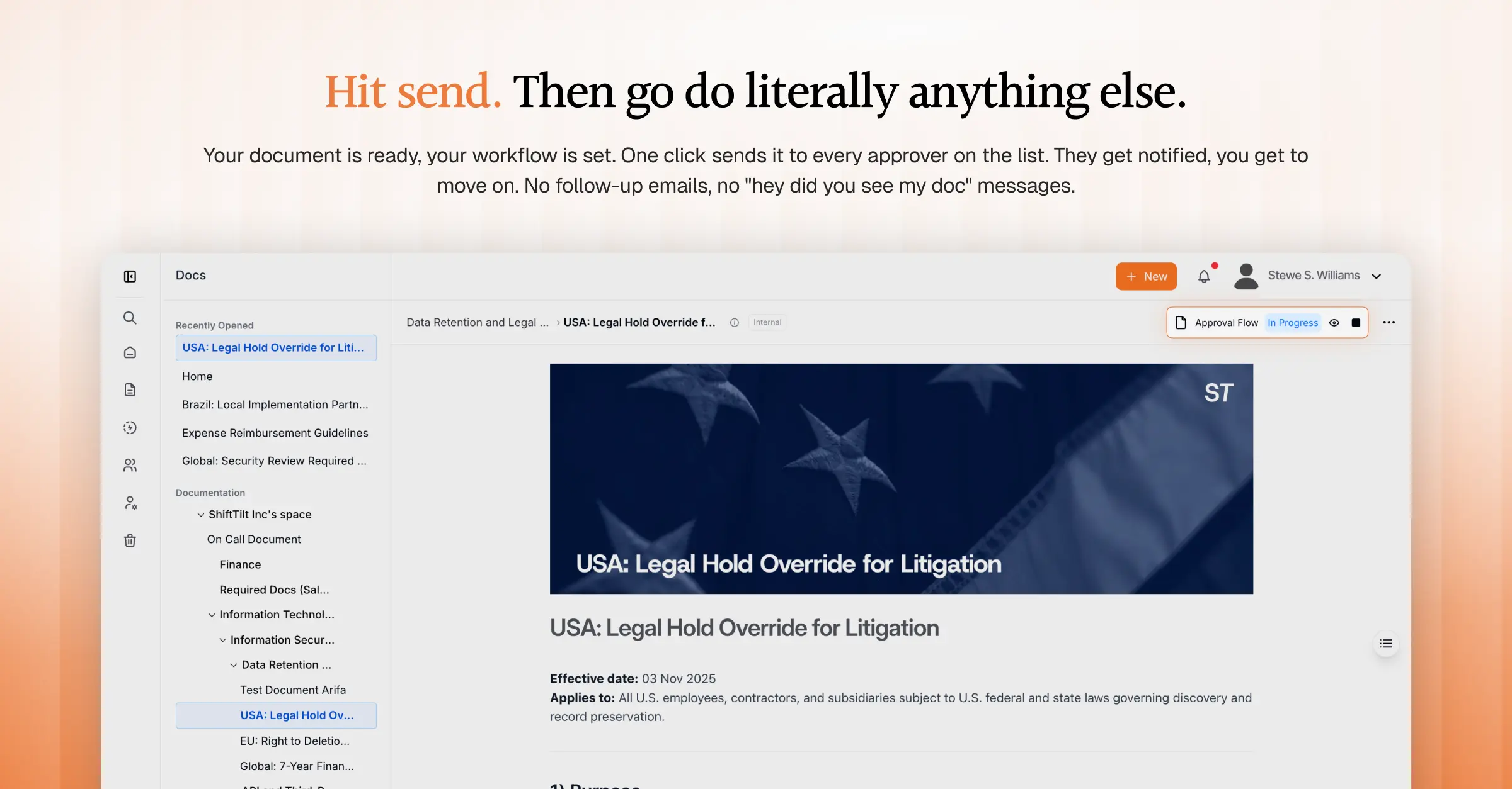 Send a Document for Approval with One Click